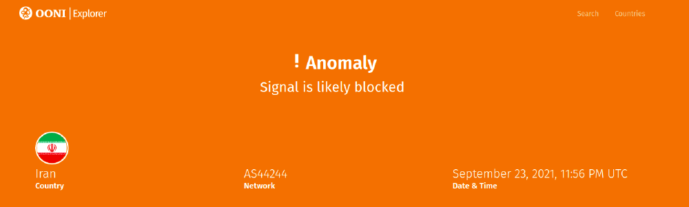 Signal blocked in Iran Signal blocked in Iran